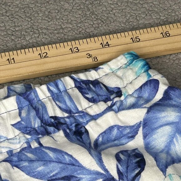 Tommy Bahama Pants Womens Small Blue Floral Linen Pull On Lounge Beach Resort - Picture 10 of 14